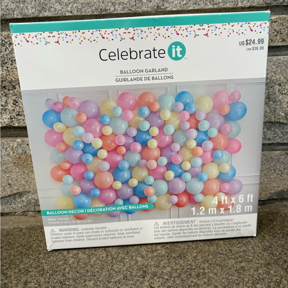 New/Sealed Celebrate It Pastel Balloon Garland - 4 ft x 6 ft